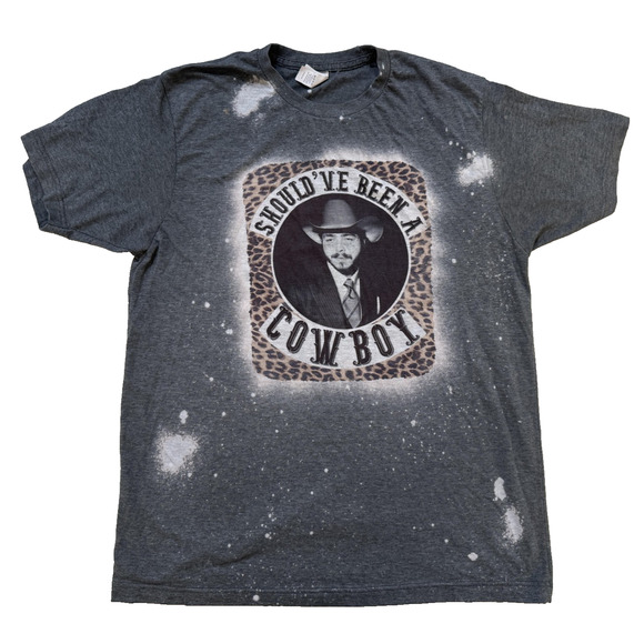 Post Malone TShirt Should've Been A Cowboy Mens Large Gray Leopard Concert Tee - Picture 1 of 6